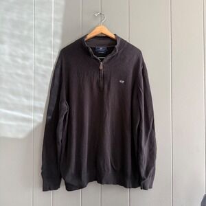Vineyard Vines Gray 1/4 Zip Pullover Men's L Cotton Cashmere Whale‎ Logo